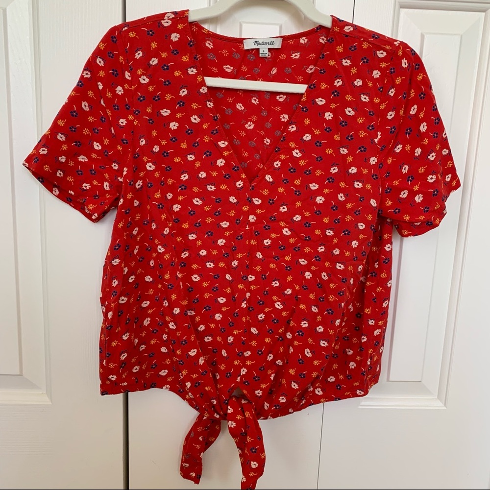 Madewell Novel Tie-Front Top in Prairie Posies - Picture 2 of 4